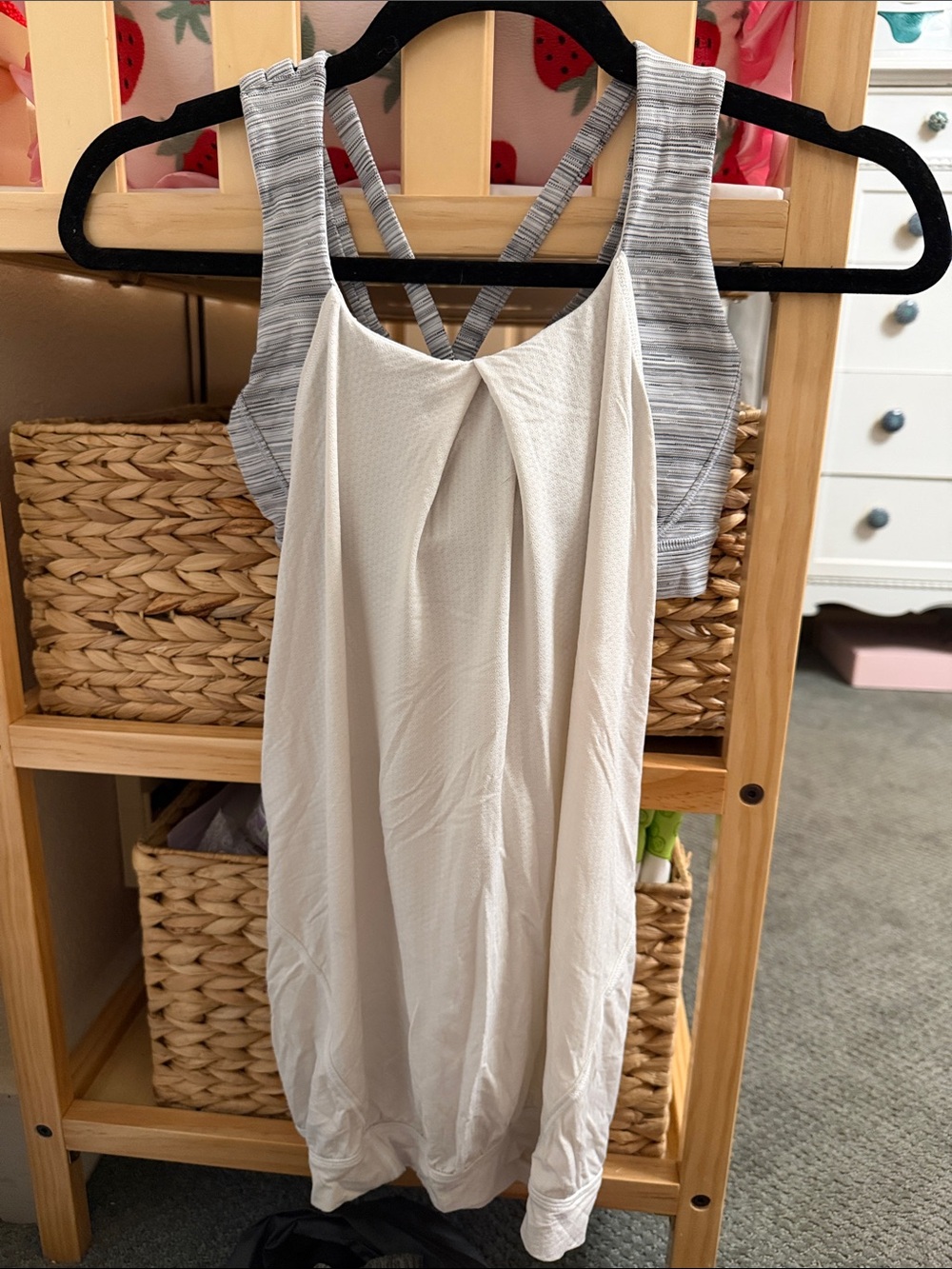 lululemon athletica White Tank with Heathered Gray Strappy Bra
